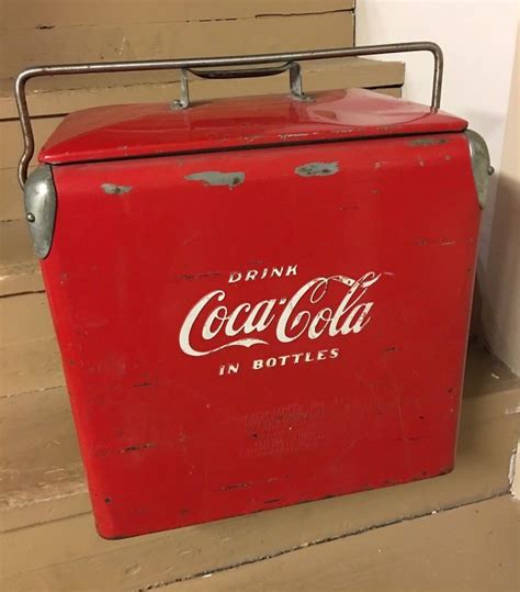 box metal coca cola|antique Coke containers.